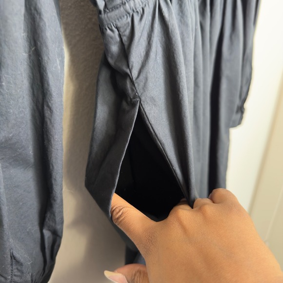 J. Crew Women Milkmaid Whimsigoth Dress 14 Black Poplin Cinched Waist Mini - Picture 12 of 13